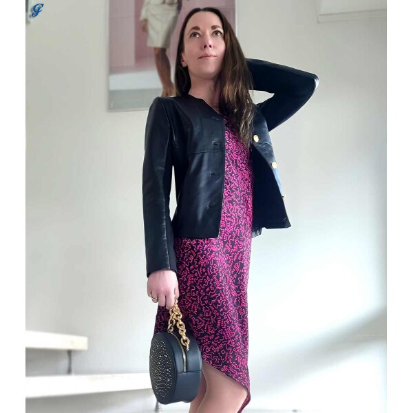 Lamb nappa leather jacket, black