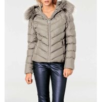 Designer-Steppjacke m. Webpelz, taupe
