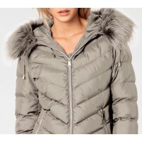 Designer-Steppjacke m. Webpelz, taupe