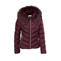 Designer-Steppjacke m. Webpelz, bordeaux