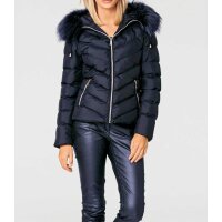Designer-Steppjacke m. Webpelz, marine