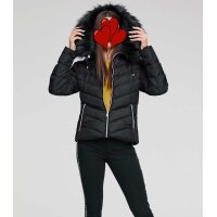 Designer-Steppjacke m. Webpelz, schwarz