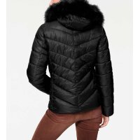 Designer-Steppjacke m. Webpelz, schwarz