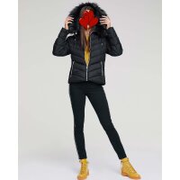 Designer-Steppjacke m. Webpelz, schwarz