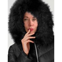 Designer-Steppjacke m. Webpelz, schwarz