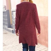 Strickmantel, weinrot-melange