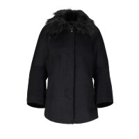 Marken-Wollflauschjacke m. Webpelz, schwarz