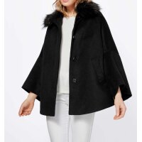 Marken-Wollflauschjacke m. Webpelz, schwarz