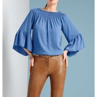 Designer-Volant-Carmenbluse, blau