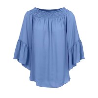 Designer-Volant-Carmenbluse, blau