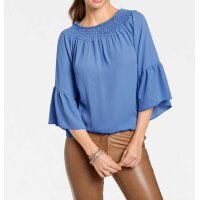 Designer-Volant-Carmenbluse, blau