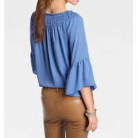 Designer-Volant-Carmenbluse, blau