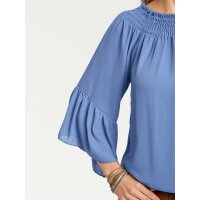 Designer-Volant-Carmenbluse, blau
