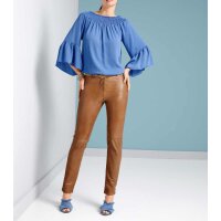 Designer-Volant-Carmenbluse, blau