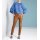 Designer-Volant-Carmenbluse, blau