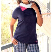 Shirt with scarf, navy-colourful