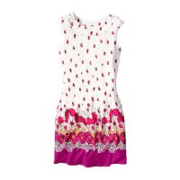 Tunikakleid, weiß-fuchsia
