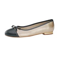 Ballerina aus Rindleder u. Synthetik, goldfarben-schwarz