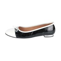 Ballerina shoe, cowhide and synthetic, black-white