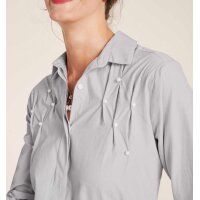 Designer-Bluse m. Perlen, grau