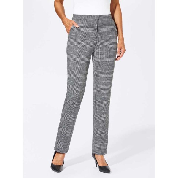 Glencheck pattern jersey trousers, black-white