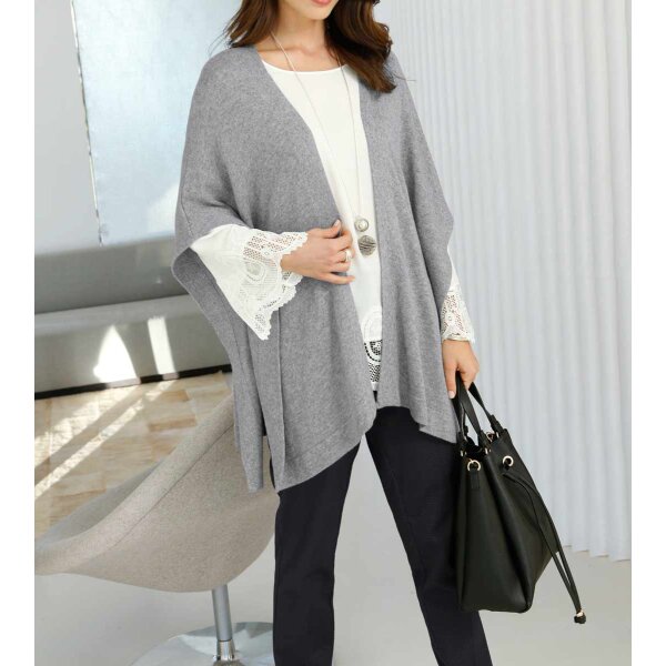 Knit poncho, grey blend