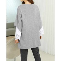 Knit poncho, grey blend
