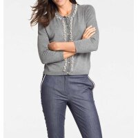 Designer-Cardigan m. Perlen, grau