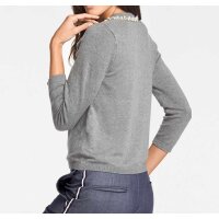 Designer-Cardigan m. Perlen, grau