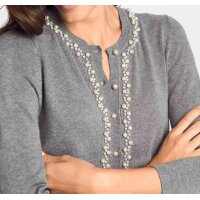 Designer-Cardigan m. Perlen, grau