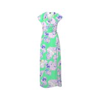 Marken-Maxi-Wickelkleid, mint/flieder/blau