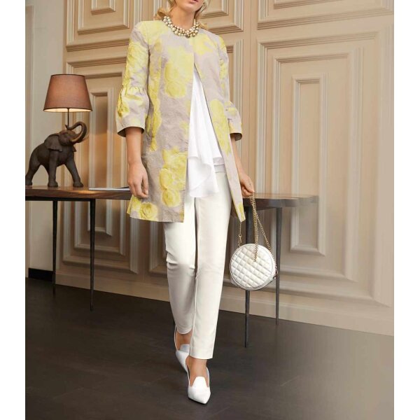 Designer-Jacquard-Longblazer, sand-gelb