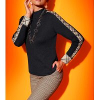 Stand-up collar sweater, black-sand-pattern