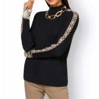 Stand-up collar sweater, black-sand-pattern