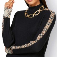 Stand-up collar sweater, black-sand-pattern