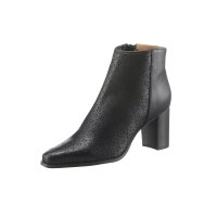Cowhide nappa leather bootie with eyelet pattern, black