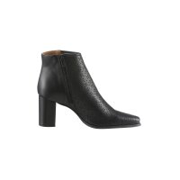 Cowhide nappa leather bootie with eyelet pattern, black