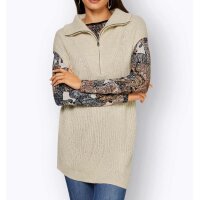 Sweter w stylu Troyer, mieszanka piasku i ecru