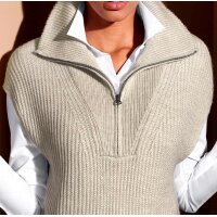 Sweter w stylu Troyer, mieszanka piasku i ecru
