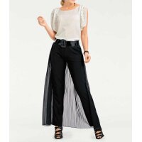 Trousers with chiffon throw, black