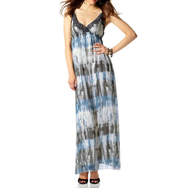 Cocktailkleid m. Pailletten, blau-bunt
