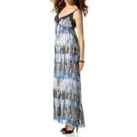 Cocktailkleid m. Pailletten, blau-bunt