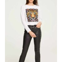 Designer-Druckshirt, creme-bunt