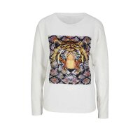 Designer-Druckshirt, creme-bunt