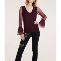 Designer-Pullover m. Plisseeärmeln, bordeaux