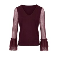 Designer-Pullover m. Plisseeärmeln, bordeaux