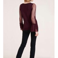 Designer-Pullover m. Plisseeärmeln, bordeaux