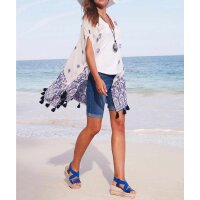 Blusenjacke m. Stickerei, offwhite-blau