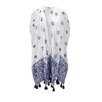 Blusenjacke m. Stickerei, offwhite-blau