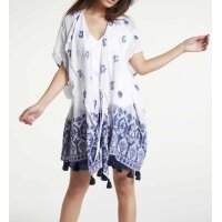 Blusenjacke m. Stickerei, offwhite-blau